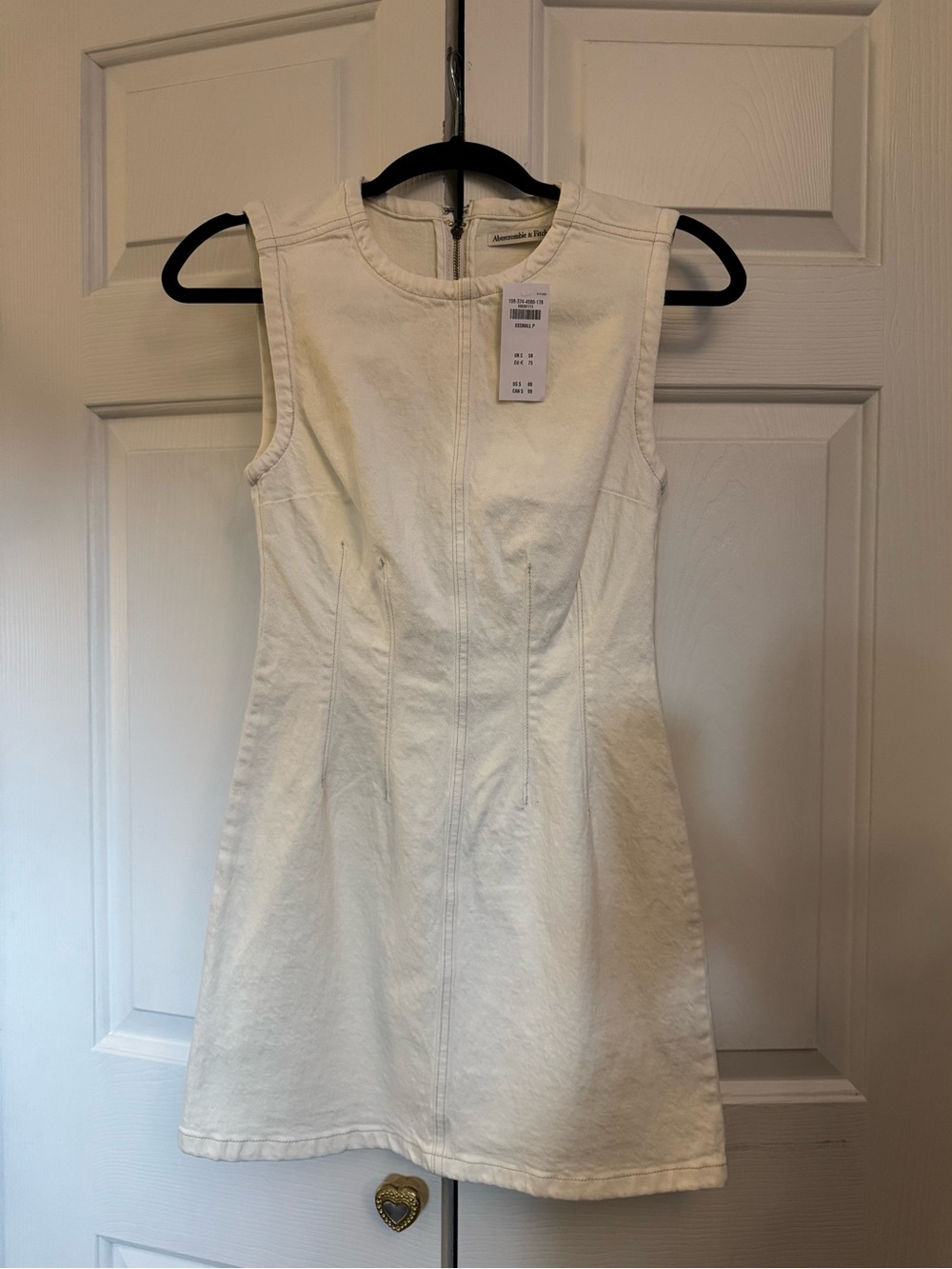 Abercrombie & Fitch Denim Mini Dress in Off- White Cream Size XXS Petite